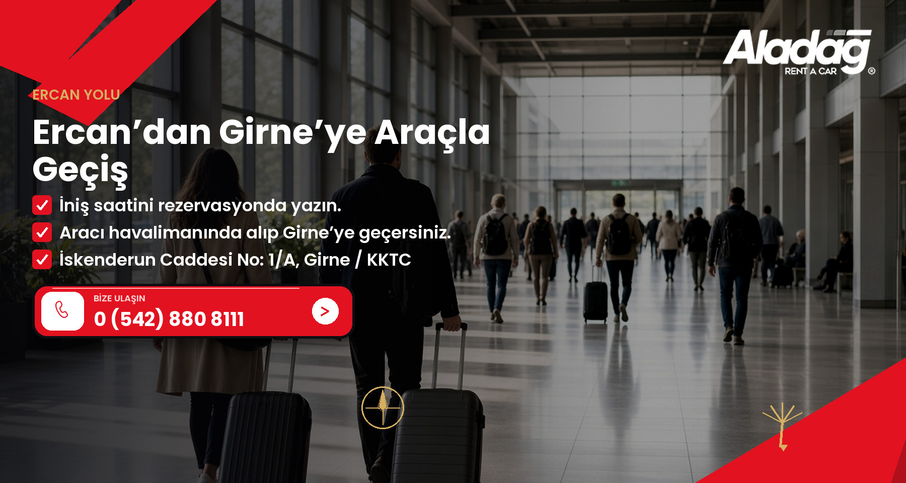 Ercan’dan Girne’ye Araçla Geçiş
