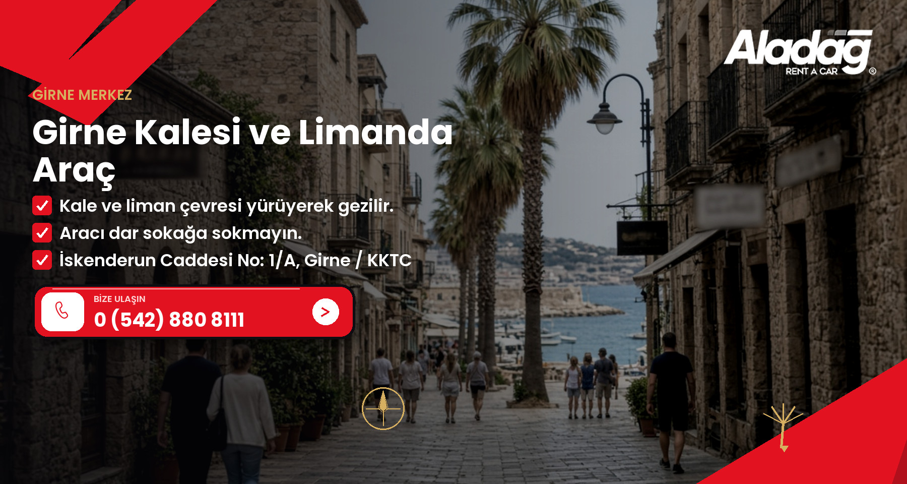 Girne Kalesi ve Limanda Araç
